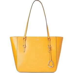 Lauren Ralph Lauren Bennington Medium Crosshatch Leather Shopper Tote in Yellow!
